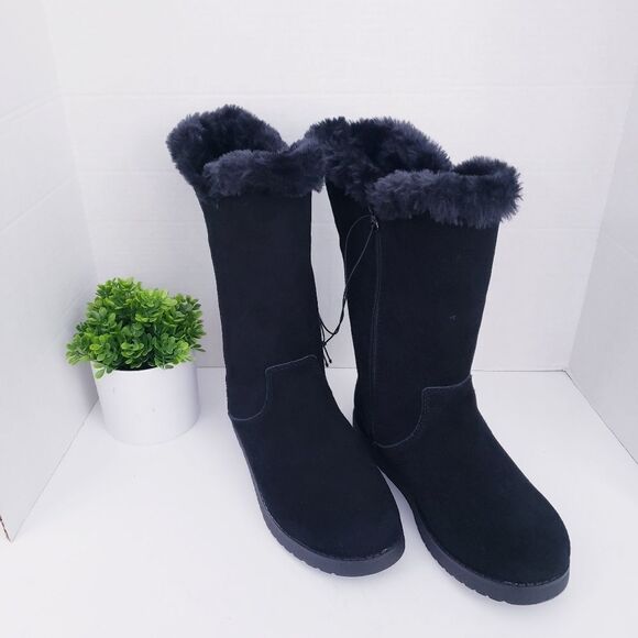 Universal Thread Black Charleigh Tall Faux Shearling Suede Boots - Picture 6 of 14